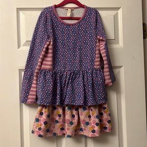 Girls' Pink and Blue Patterned Dress